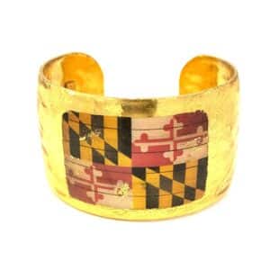 Maryland Flag Cuff Bracelet in 22k Gold Leaf by Evocateur