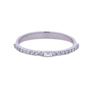 Baguette and Round Diamond Band in 14 karat white gold