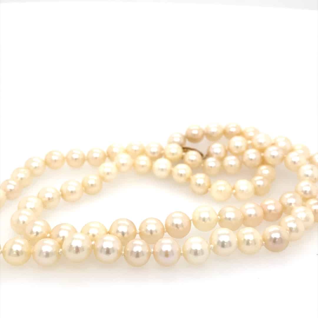Estate Double Strand 23 Pearl Necklace with Floral Clasp