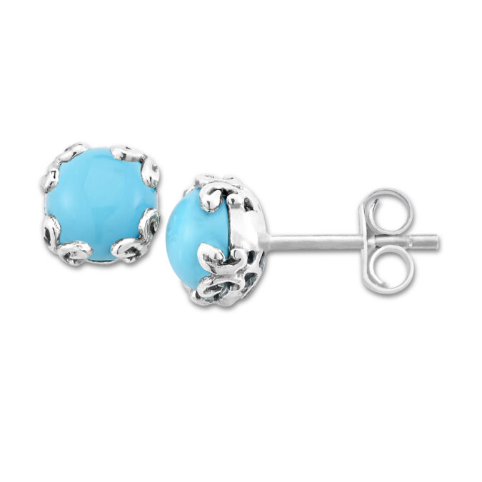 Sleeping Beauty Turquoise Glow Stud Earrings in Sterling Silver by Samuel B.