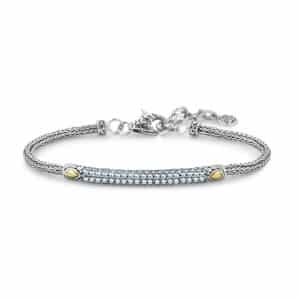 Blue Topaz Tulang Naga Bracelet in Sterling Silver and 18k Yellow Gold by Samuel B.