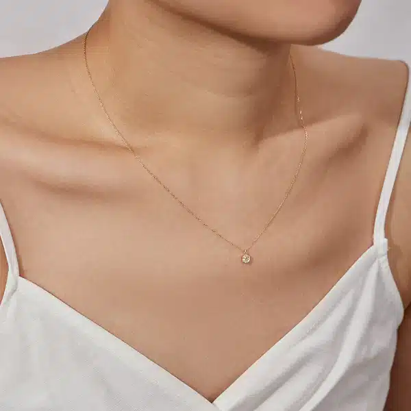 Rose-Cut White Sapphire Pendant Necklace by Aurelie Gi