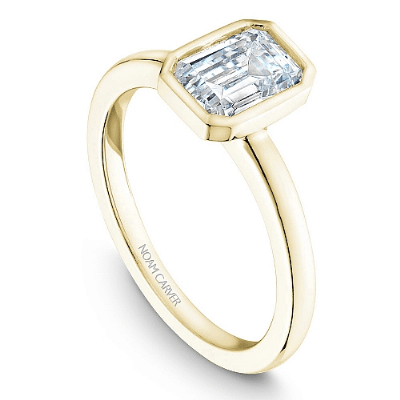 Emerald-Shaped Bezel Solitaire Engagement Setting in 14k Yellow Gold by Noam Carver