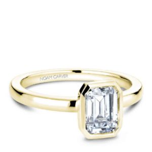 Emerald-Shaped Bezel Solitaire Engagement Setting in 14k Yellow Gold by Noam Carver