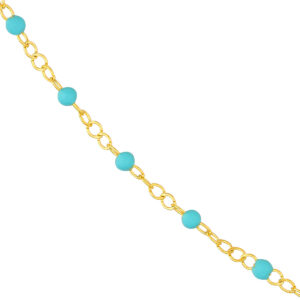 Turquoise Enamel Bead Piatto-Link Station Bracelet