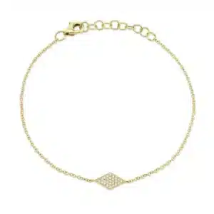 Diamond-Shaped Diamond Pendant Bracelet in 14k Yellow Gold by Shy Creation