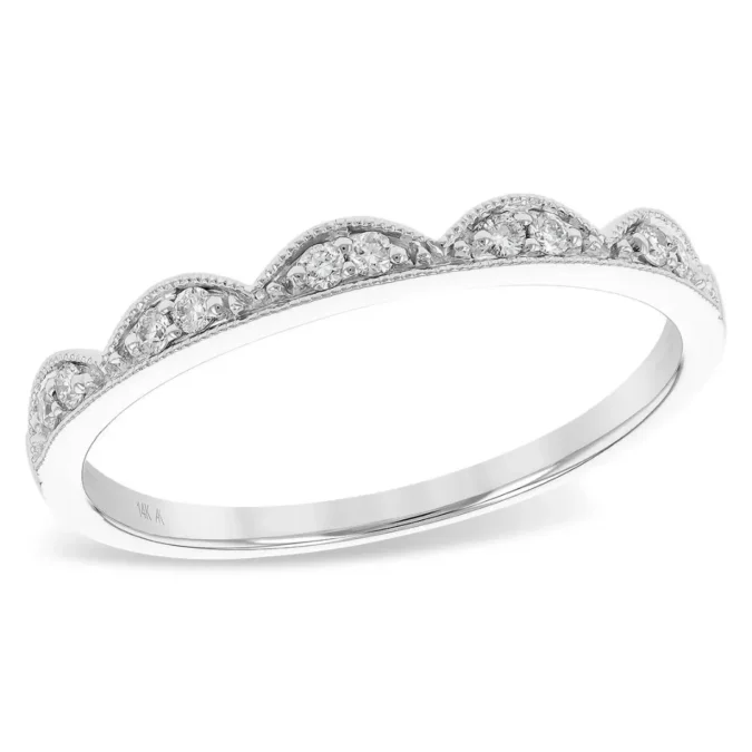 White Gold Scalloped Diamond Band