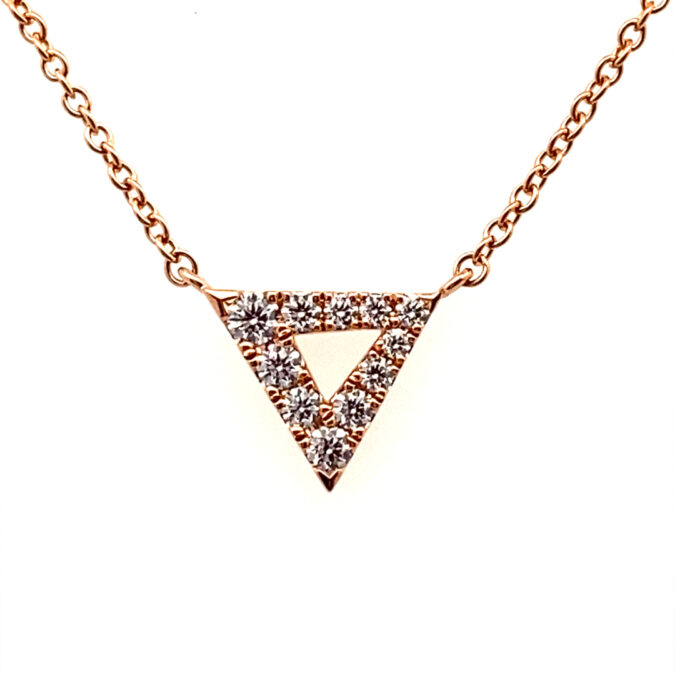 Charmed Triangle Diamond Pendant Necklace in 18k Rose Gold by Hearts On Fire