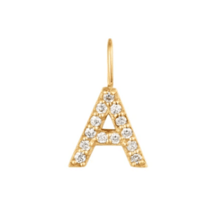 Permanent Jewelry Collection | Diamond "A" Charm in 14k Yellow Gold