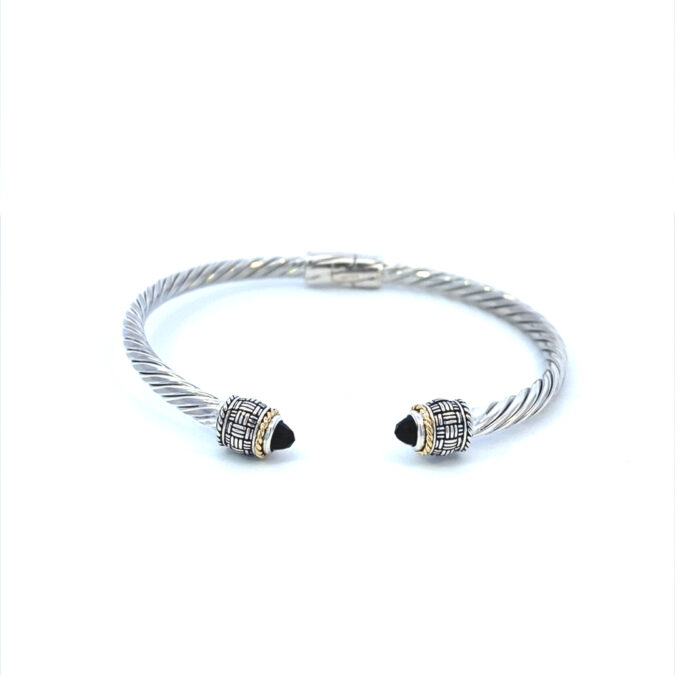 Smoky Quartz Twisted Cable Cuff Bracelet in Sterling Silver by Lali