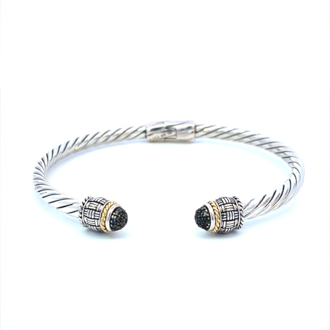 Sapphire Twisted Cable Cuff Bracelet by Lali
