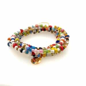 Multi-Color Glass Bead 5-Bracelet Set