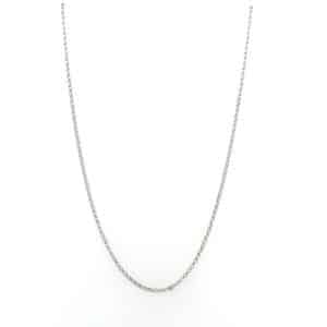 An 18 karat white gold rolo chain necklace measuring 1.20mm wide and 17" long