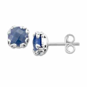 Blue Sapphire Glow Stud Earrings in Sterling Silver by Samuel B.