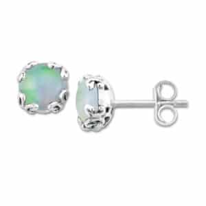 Opal Glow Stud Earrings in Sterling Silver by Samuel B.