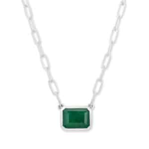 Eirini Emerald Necklace in Sterling Silver by Samuel B.