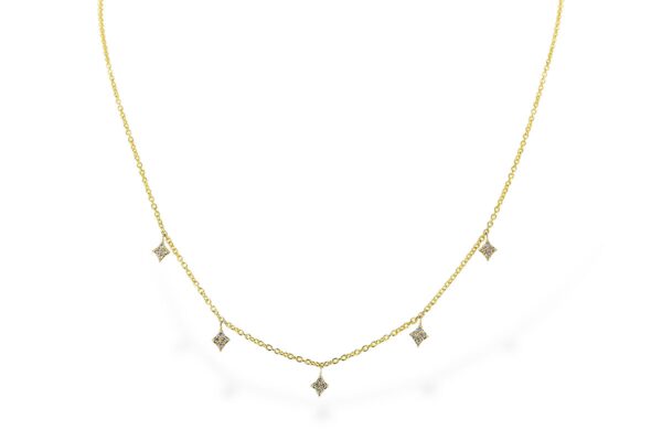 Diamond Drop Station Necklace in 14 karat yellow gold