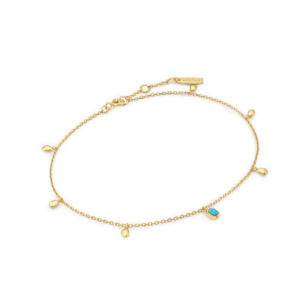 Synthetic Turquoise Drop Station Anklet