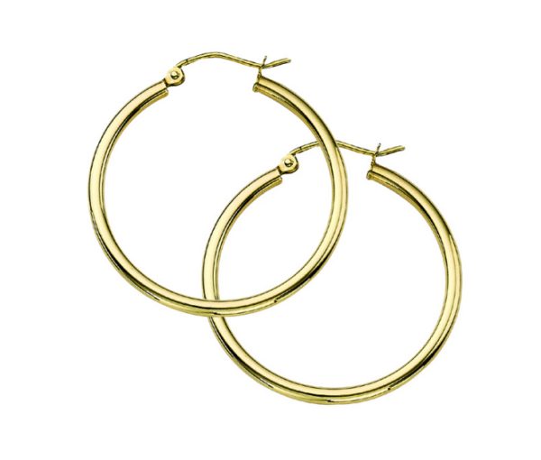 2x30mm Yellow Gold Hoop Earrings