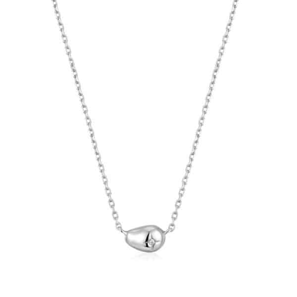 Silver Sparkle Pebble Necklace by Ania Haie