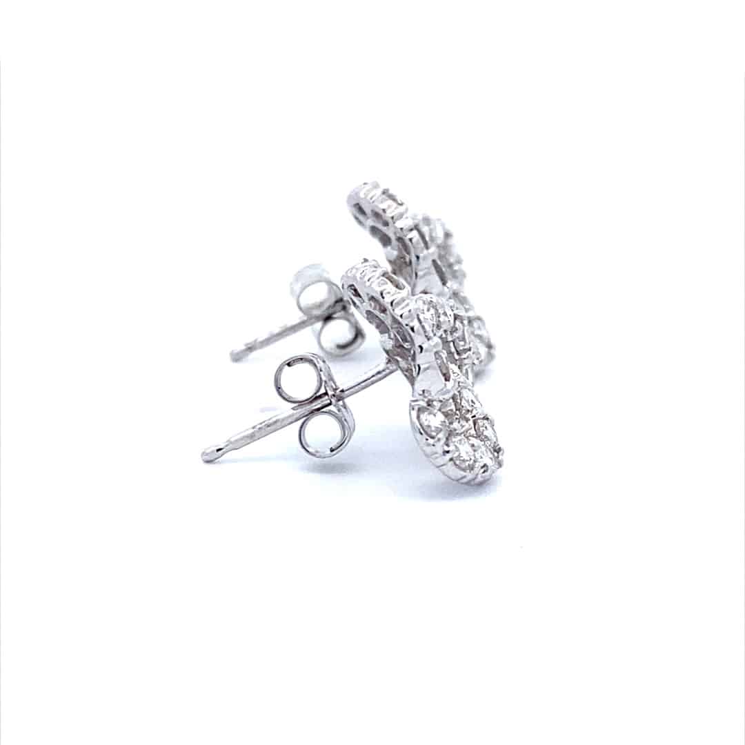 14K White Gold Trinity Knot Diamond Stud Earrings