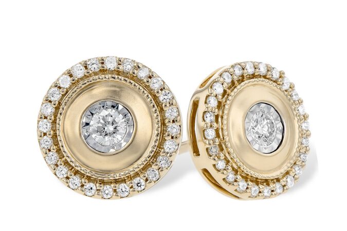 Satin-Finish Diamond Stud Earrings