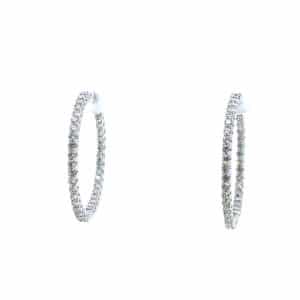 14K White Gold 2 Carat Lab Diamond Inside Out Hoop Earrings
