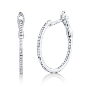 14K White Gold Inside Out Diamond Hoop Earrings