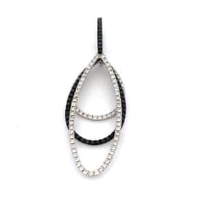 Black and White Diamond Oblong Pendant