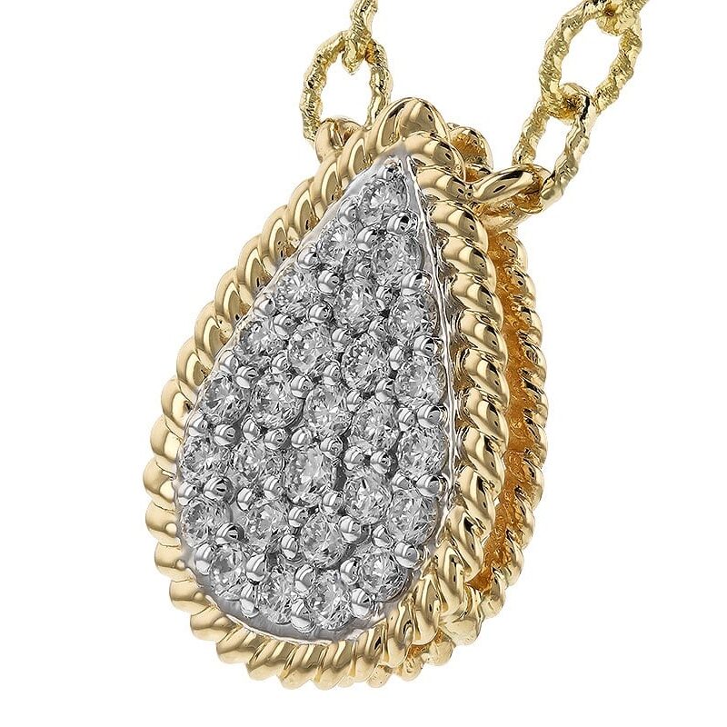 14K Gold Diamond Teardrop Necklace
