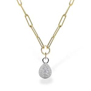 Paperclip Link Diamond Necklace in 14 karat white and yellow gold