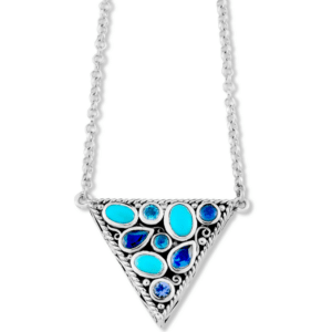 Blue Gemstone Besar Triangle Necklace by Samuel B.