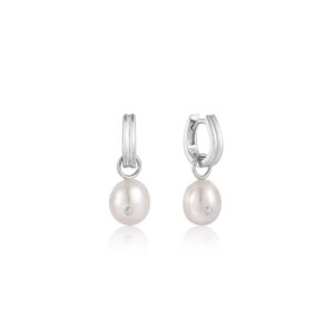 Sterling Silver Sparkle Pearl Drop Earrings by Ania Haie