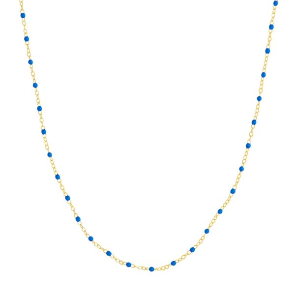 Cobalt Blue Enamel Bead Chain Necklace