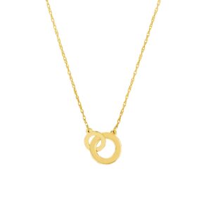 Gold Interlocked Circles Necklace in 14 karat yellow gold