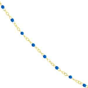 Cobalt Blue Enamel Bead Bracelet in 14 karat yellow gold