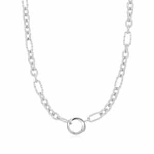Mixed Link Charm Connector Silver Necklace by Ania Haie in sterling silver