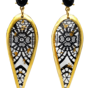 Black Lace and Onyx Angel Wing Earrings by Evocateur