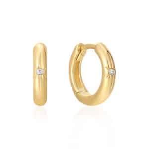 Sparkle Huggie Hoops by Ania Haie - Gold Plated Sterling Silver