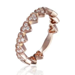 Rose Gold Diamond Heart Band by Luvente
