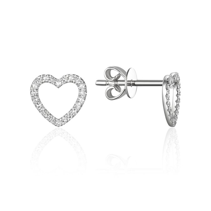 Diamond Heart Stud Earrings by Luvente