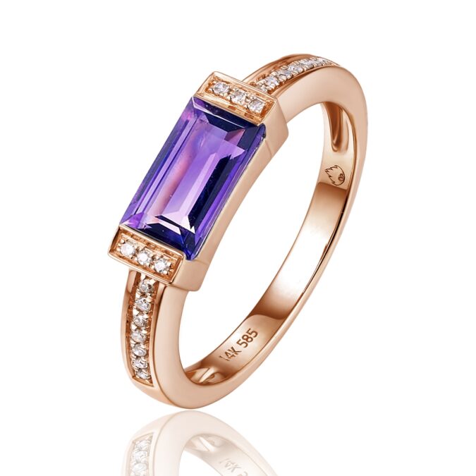 Art Deco-Inspired Amethyst and Diamond Ring
