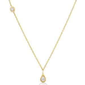Round Akoya Pearl and Diamond Necklace in 14 karat yellow gold