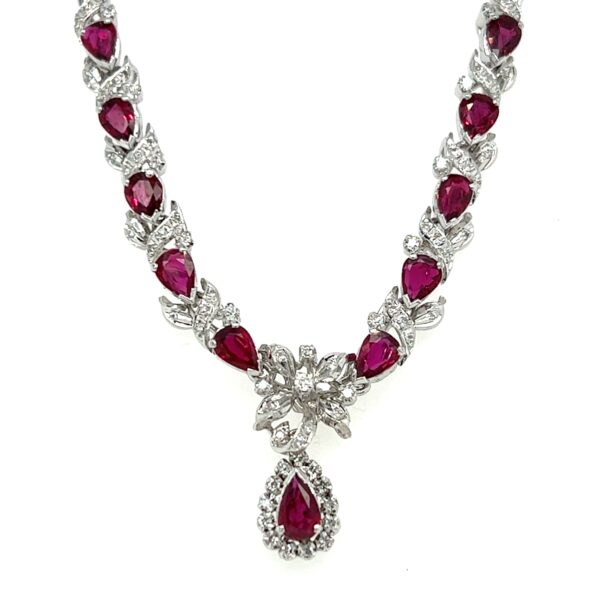 Estate Ruby and Diamond Lavalier Necklace