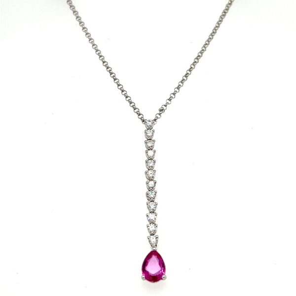 Estate Pink Sapphire and Diamond Y-Drop Necklace