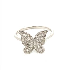 Diamond Butterfly Ring in 14 karat white gold