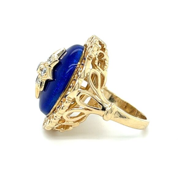 Estate Blue Enamel and Diamond Star Ring