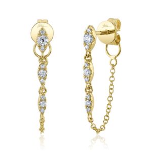 Diamond Chain Drop Earrings in 14 karat yellow gold
