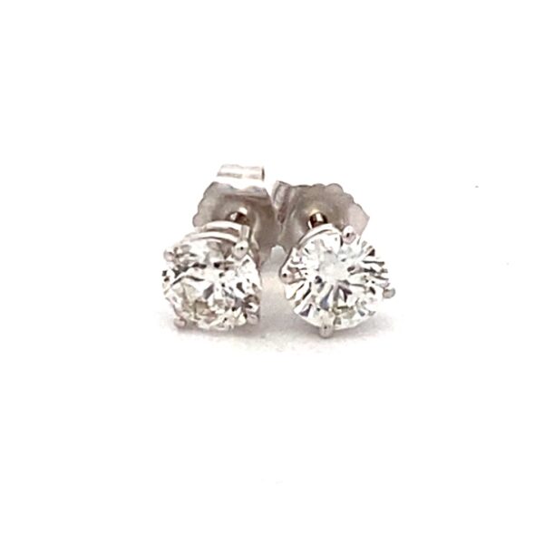 1.00 Carat Diamond Stud Earrings in 14 karat white gold