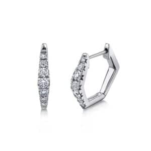 Geometric Diamond Hoop Earrings in 14 karat white gold